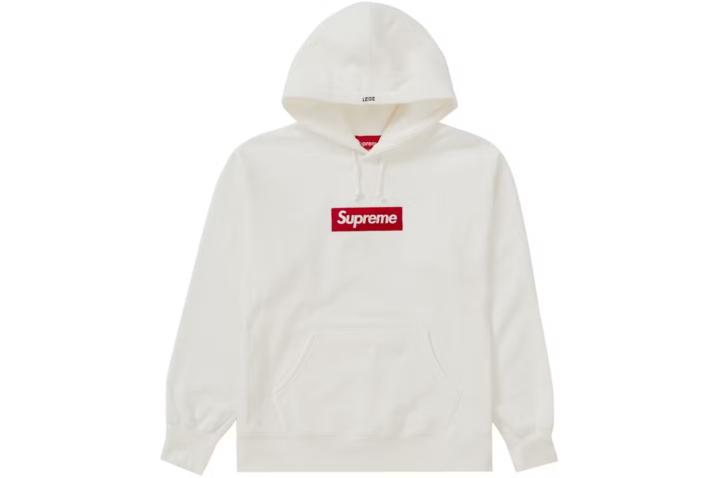Supreme Box Logo Hoodie FW21 (White/Red, Size L)