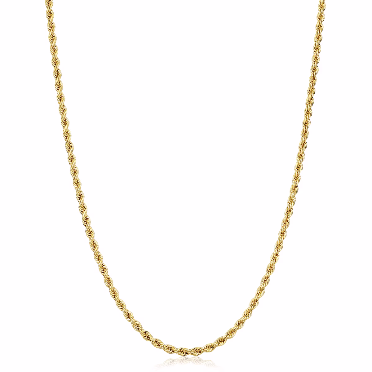 KoolJewelry Solid 14k Yellow Gold Filled Rope Chain Necklace (2.1 mm, 18 Inch)