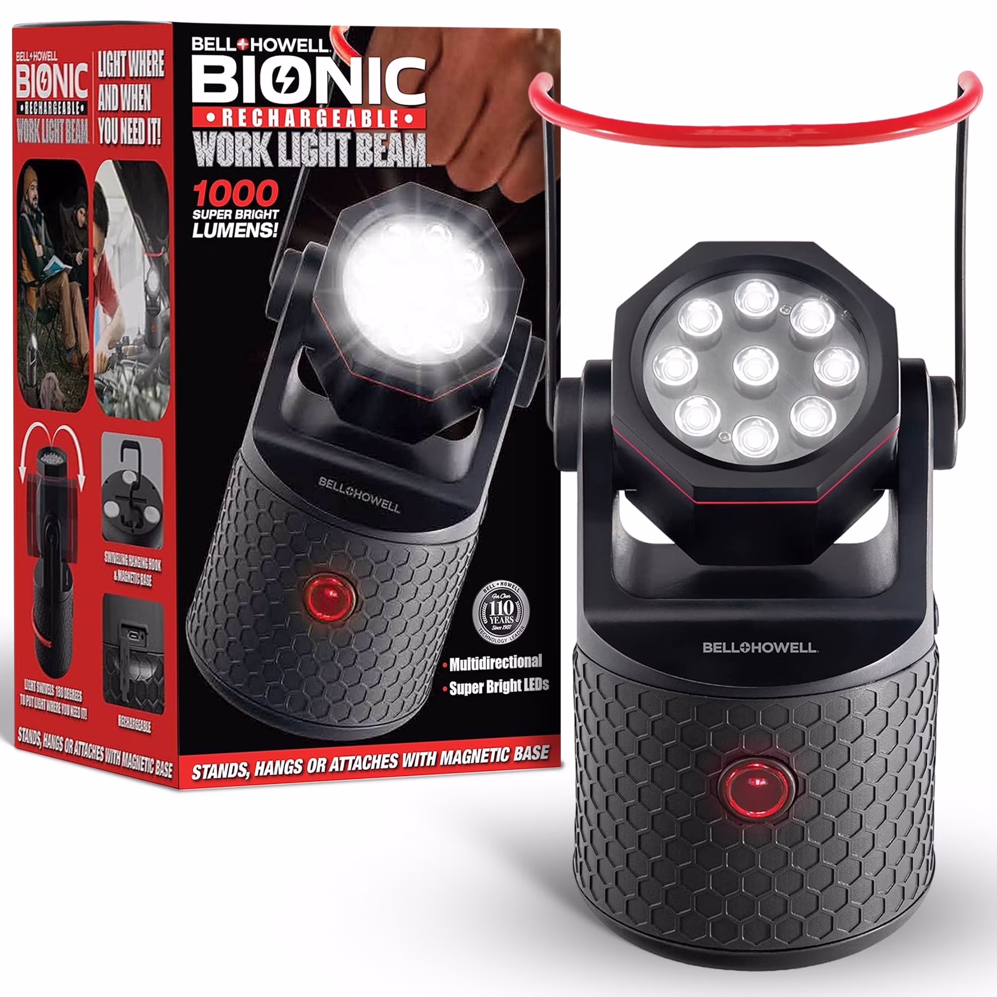 Bell + Howell 2-in-1 Rechargeable LED Work Light and Flashlight
