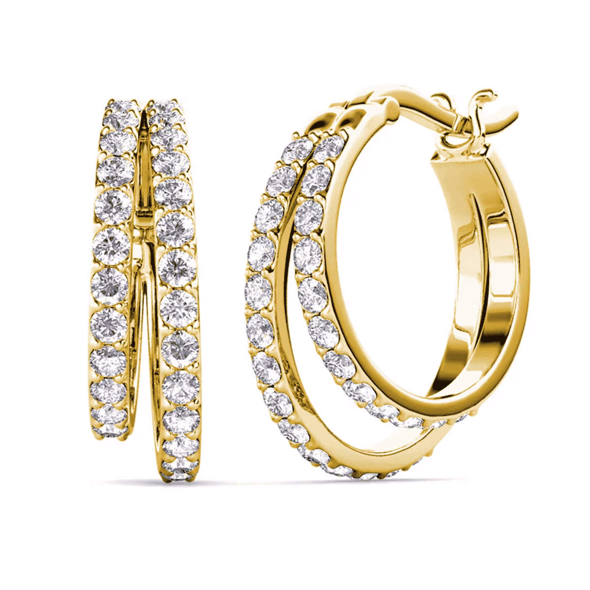 Corina 18k Yellow Gold Plated 20mm Hoop Earrings with Swarovski Crystals