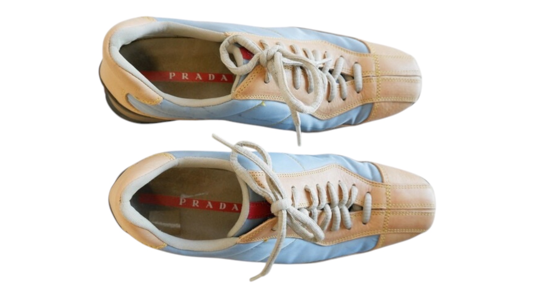 Vintage Prada Sport Baby Blue & Tan Sneakers (Size 36.5)