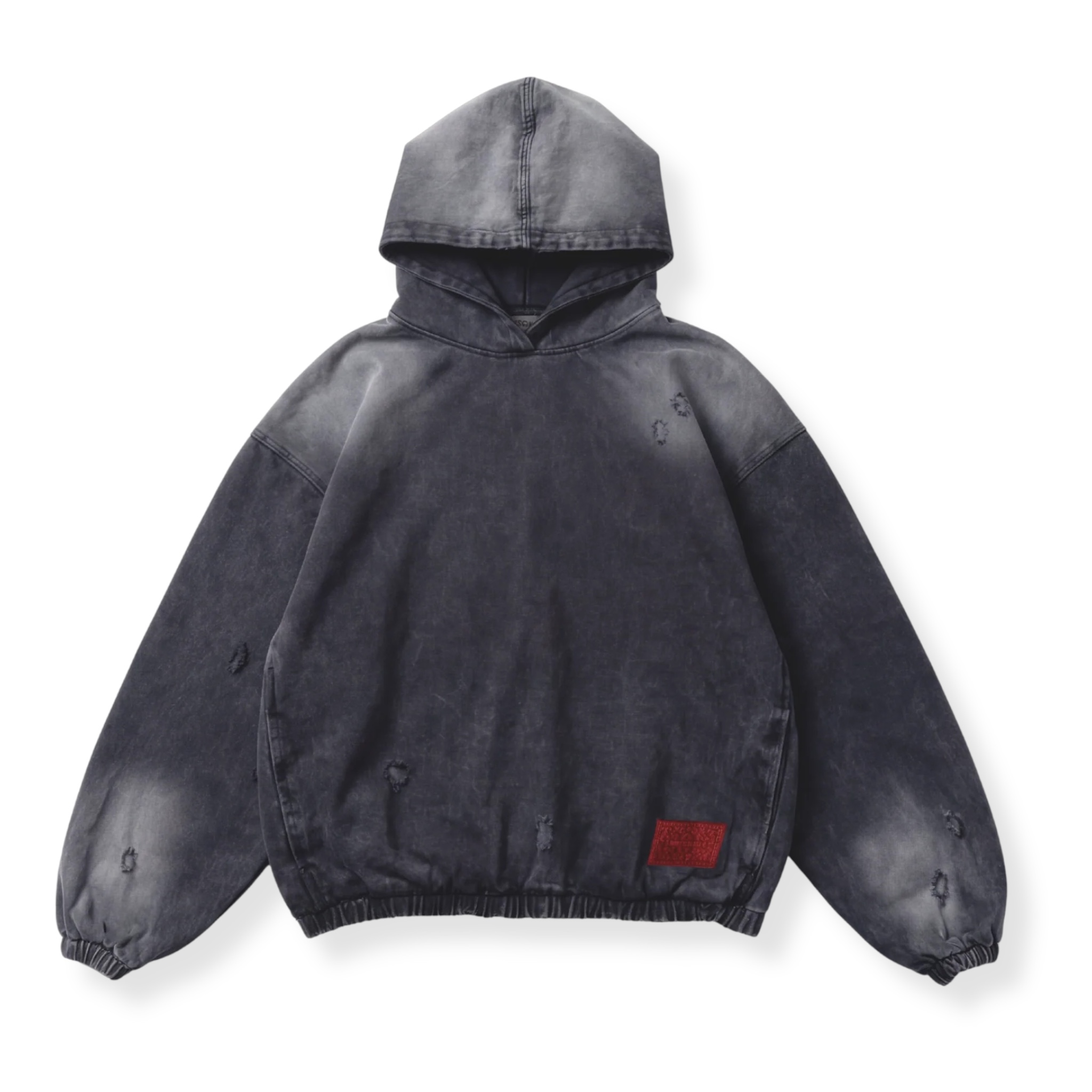 STONE-WASHED DENIM HOODIE - FADED BLACK