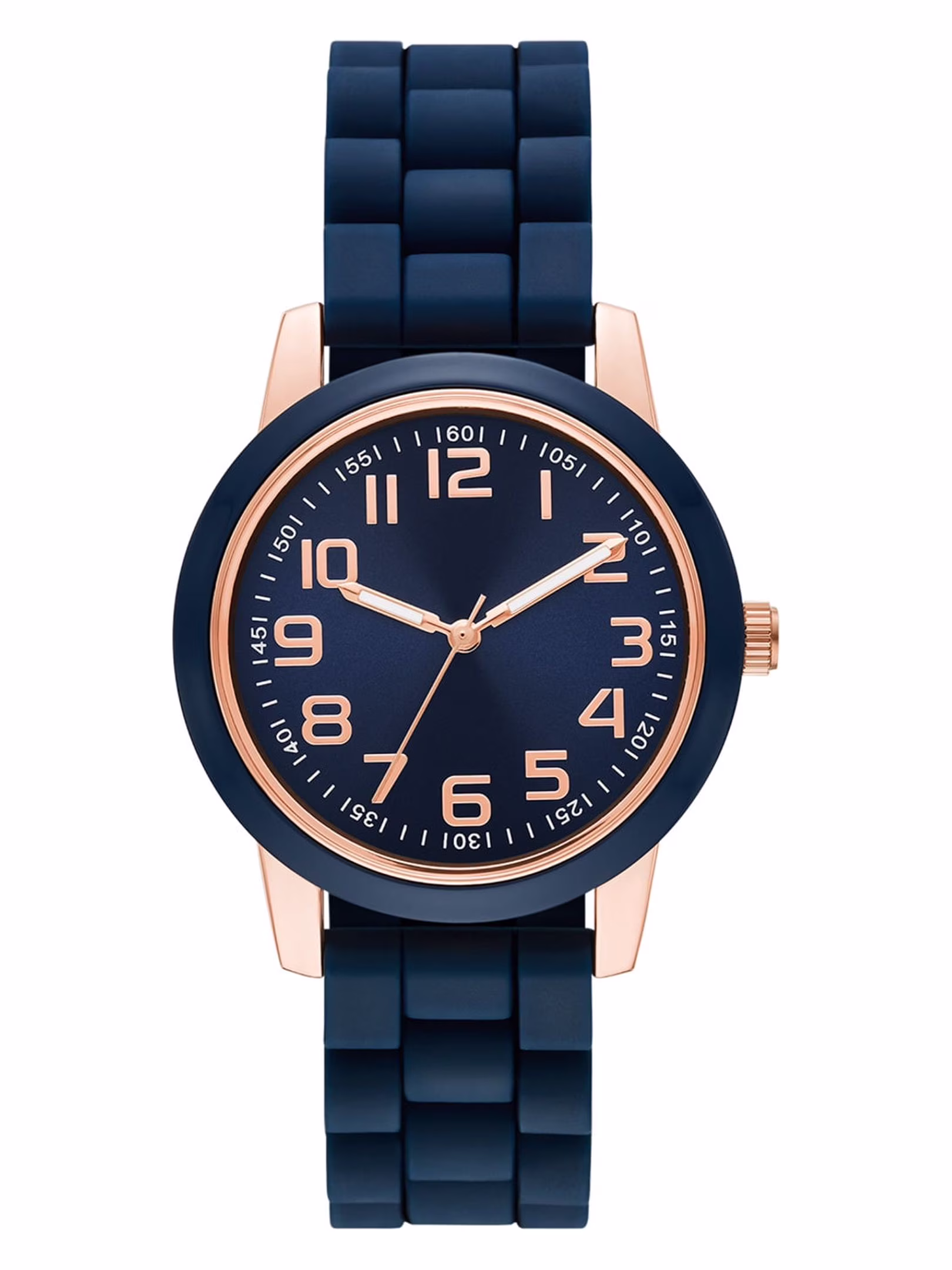 Time & Tru Women's Wristwatch - Rose Gold Case & Blue Silicone Strap (FMDOTT073)