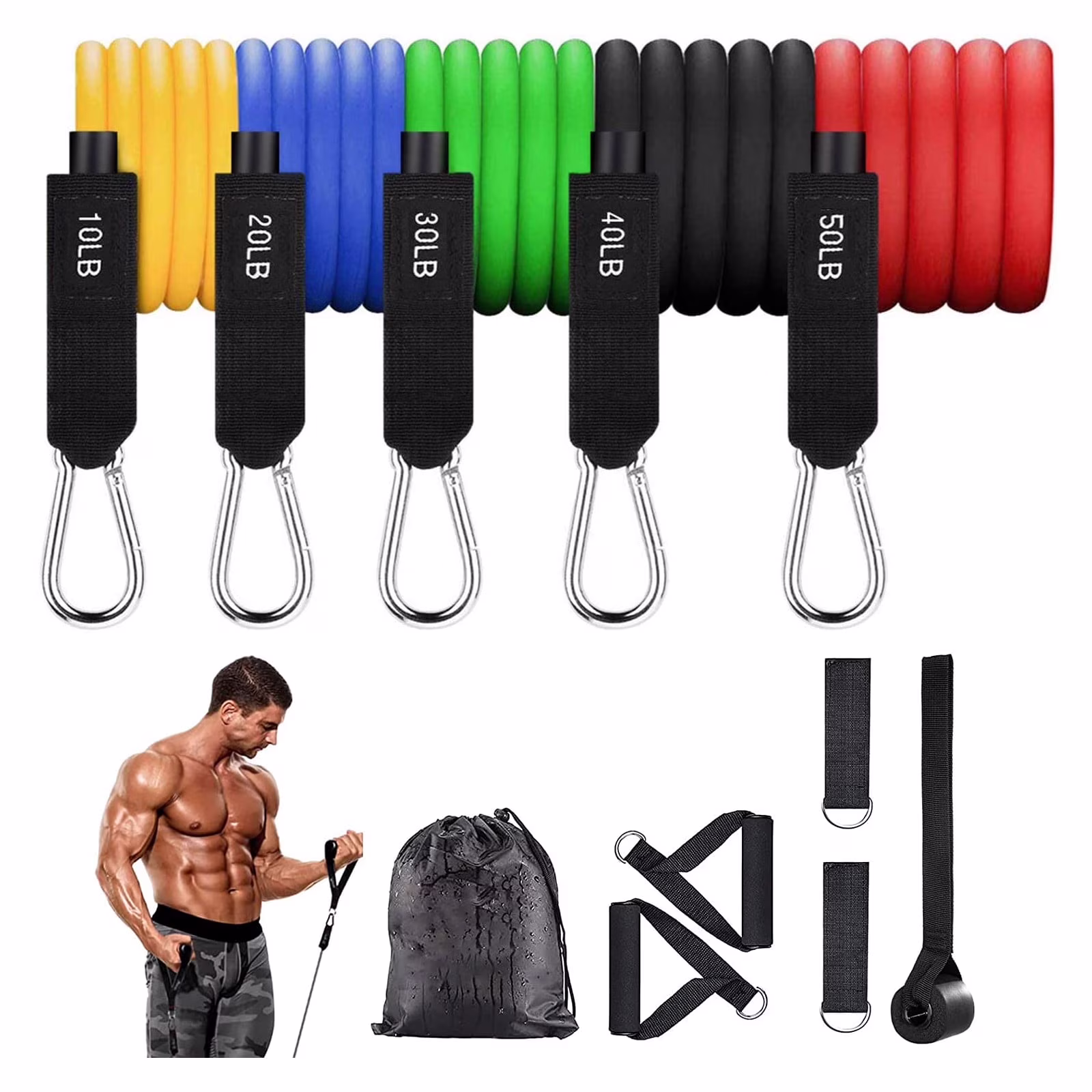 150lbs Resistance Bands Set with Handles for Home Strength Training