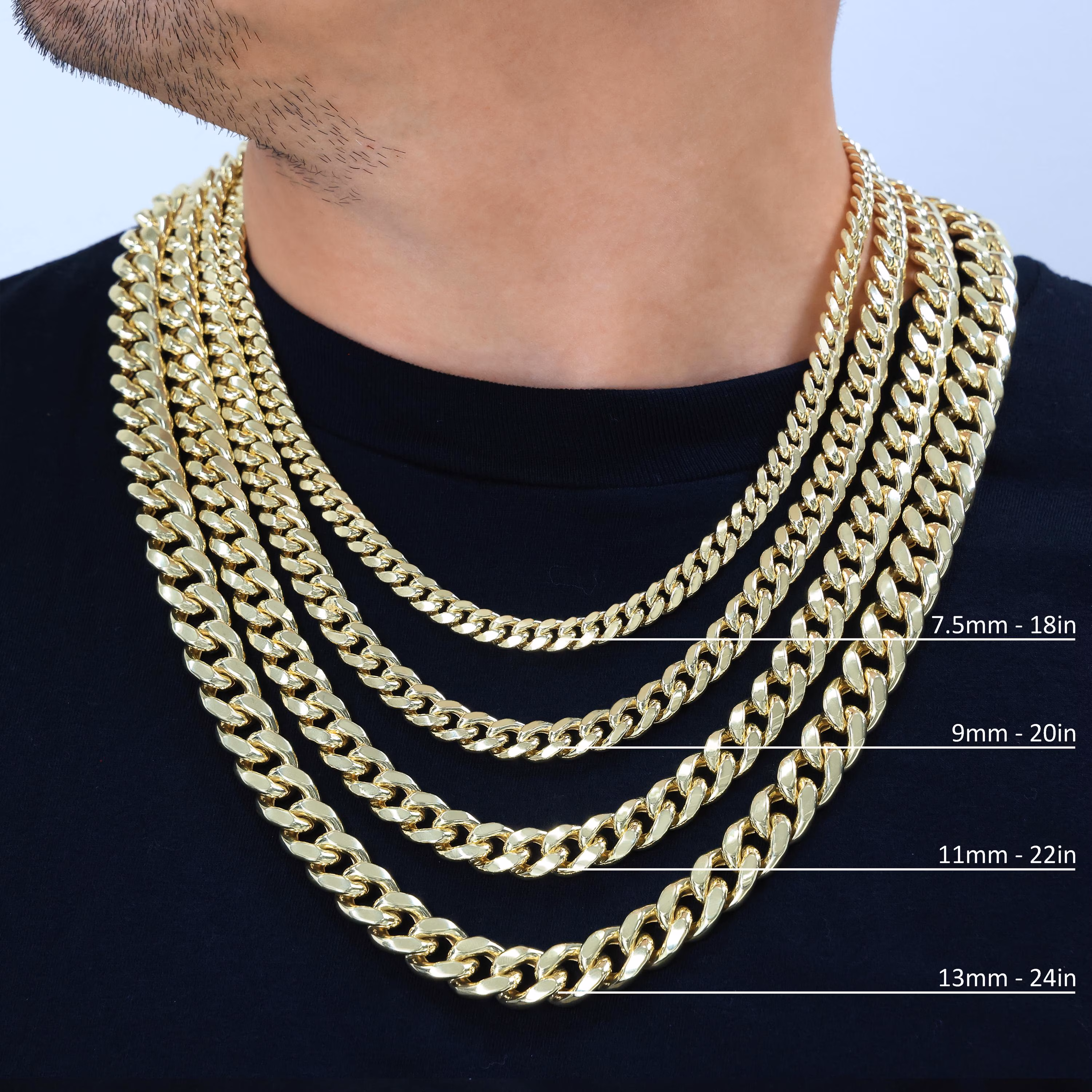 Italian Gold Lightweight Miami Cuban Link Chain Necklace in 14k