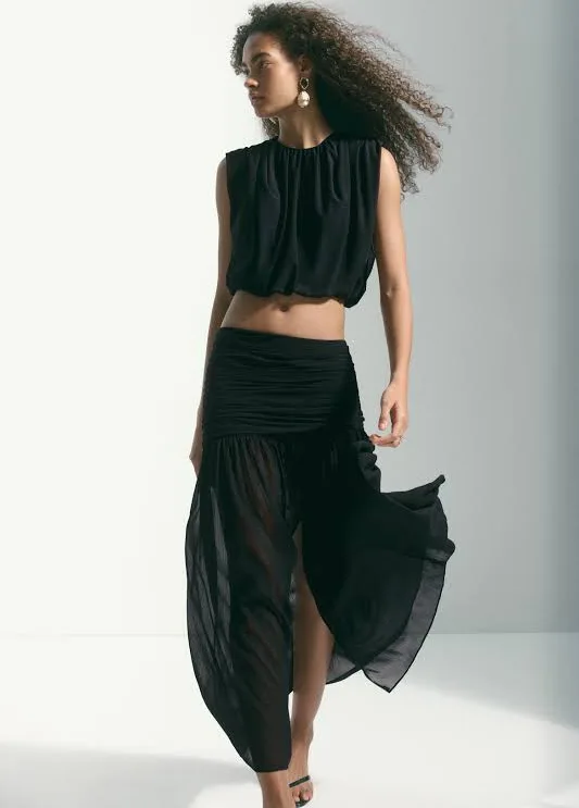 H&M Women's Sheer Layered Maxi Skirt