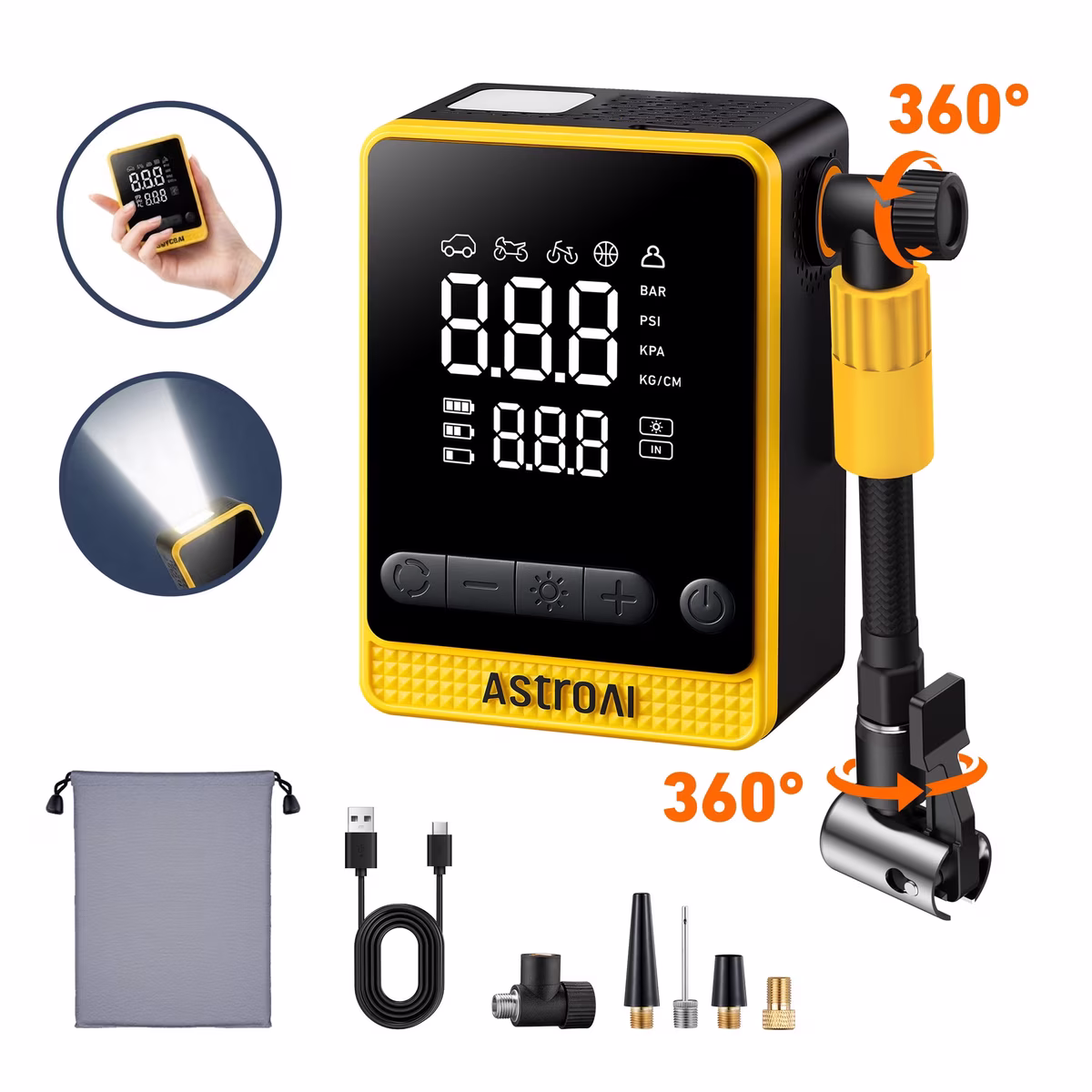 AstroAI Cordless Tire Inflator Air Compressor (150 PSI, 6000mAh)