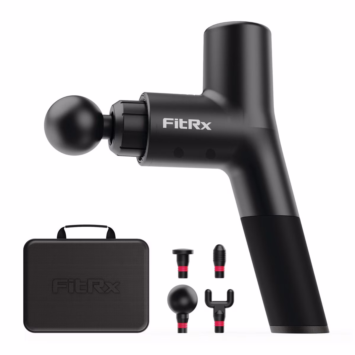 FitRx Handheld Deep Tissue Percussion Massage Gun with 6 Speeds and 4 Attachments