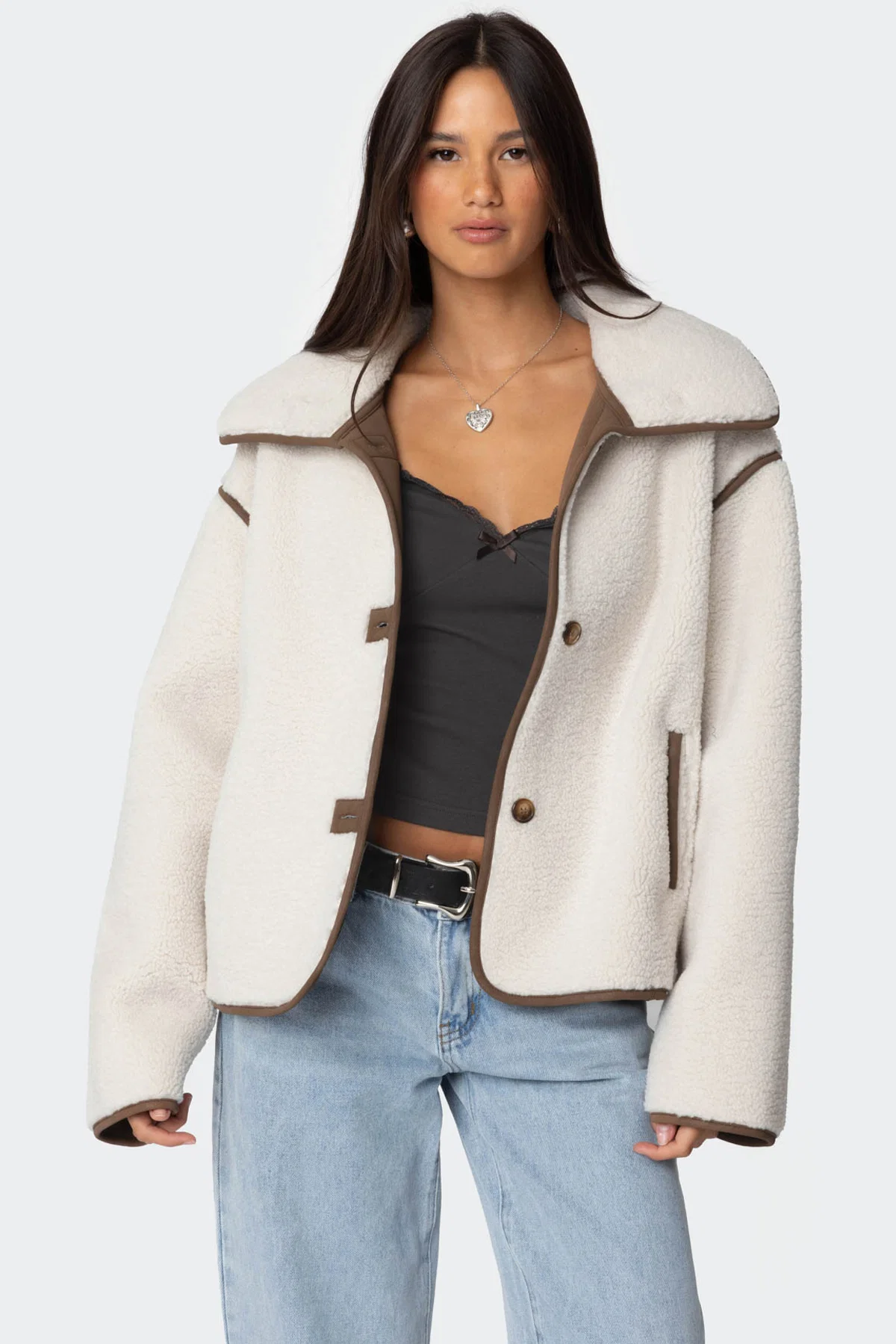 Edikted Women's Frost Oversized Faux Shearling Jacket