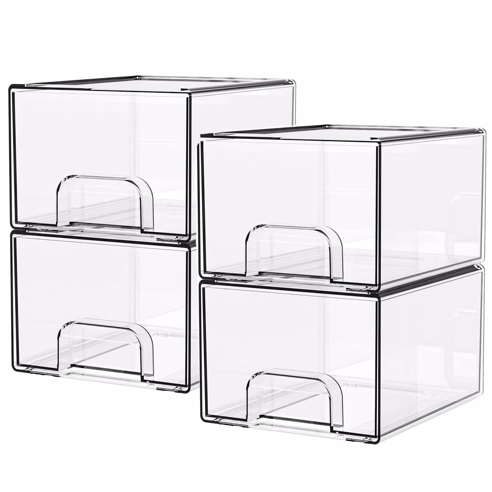 Kisportee 4-Pack Stackable Clear Storage Drawers