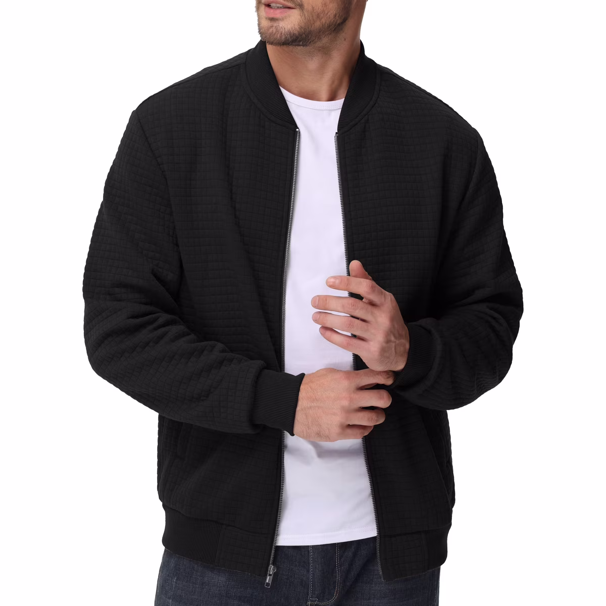 Men's Casual Lightweight Zip-Up Bomber Jacket - Size Large