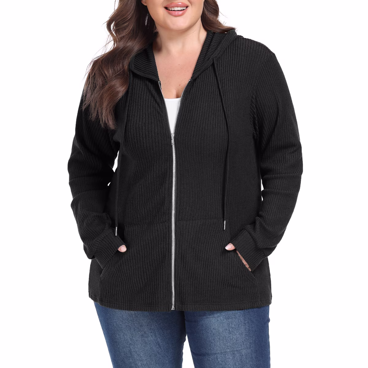 Women's Plus Size Oversized Full-Zip Hoodie (1X-5X)