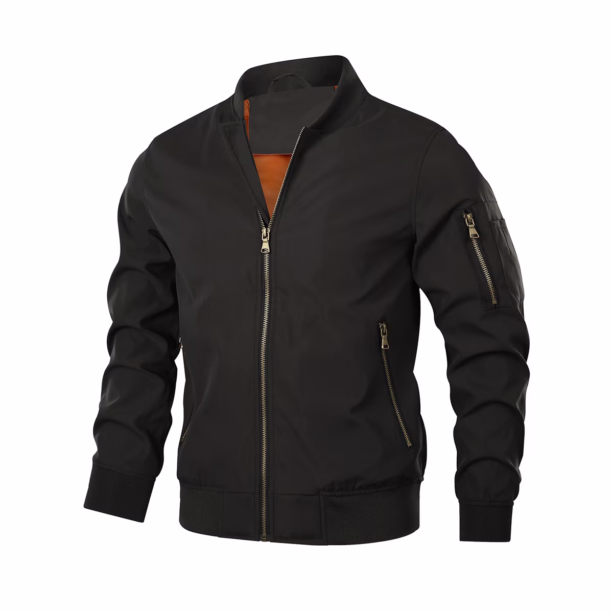 Men's Casual Lightweight Bomber Jacket - Black