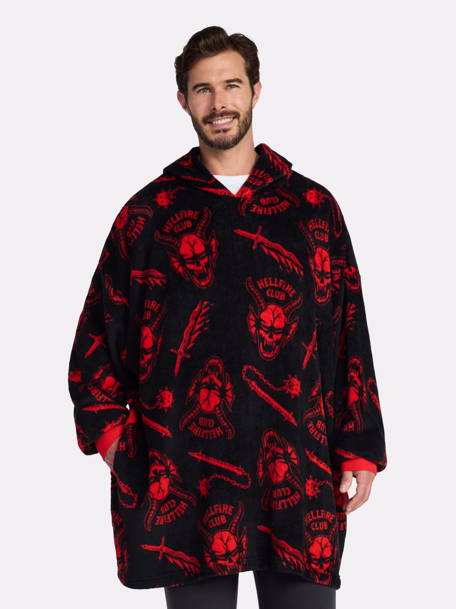 Netflix Stranger Things Men's Oversized Graphic Hooded Sweatshirt