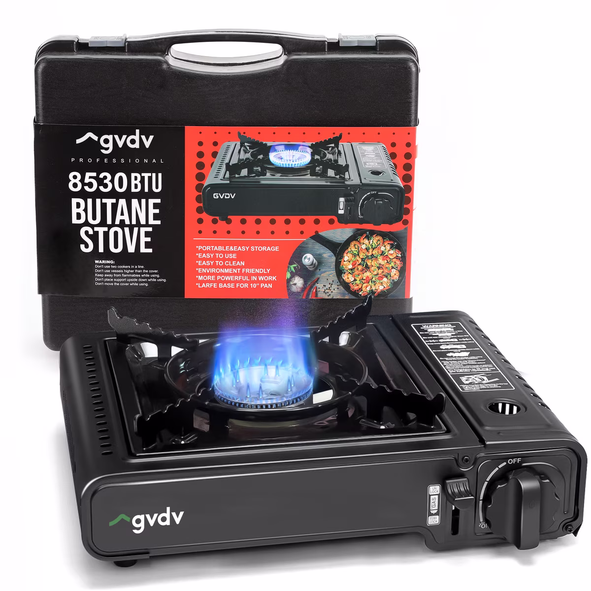 GVDV 1-Burner Portable Butane Camping Stove with Carrying Case