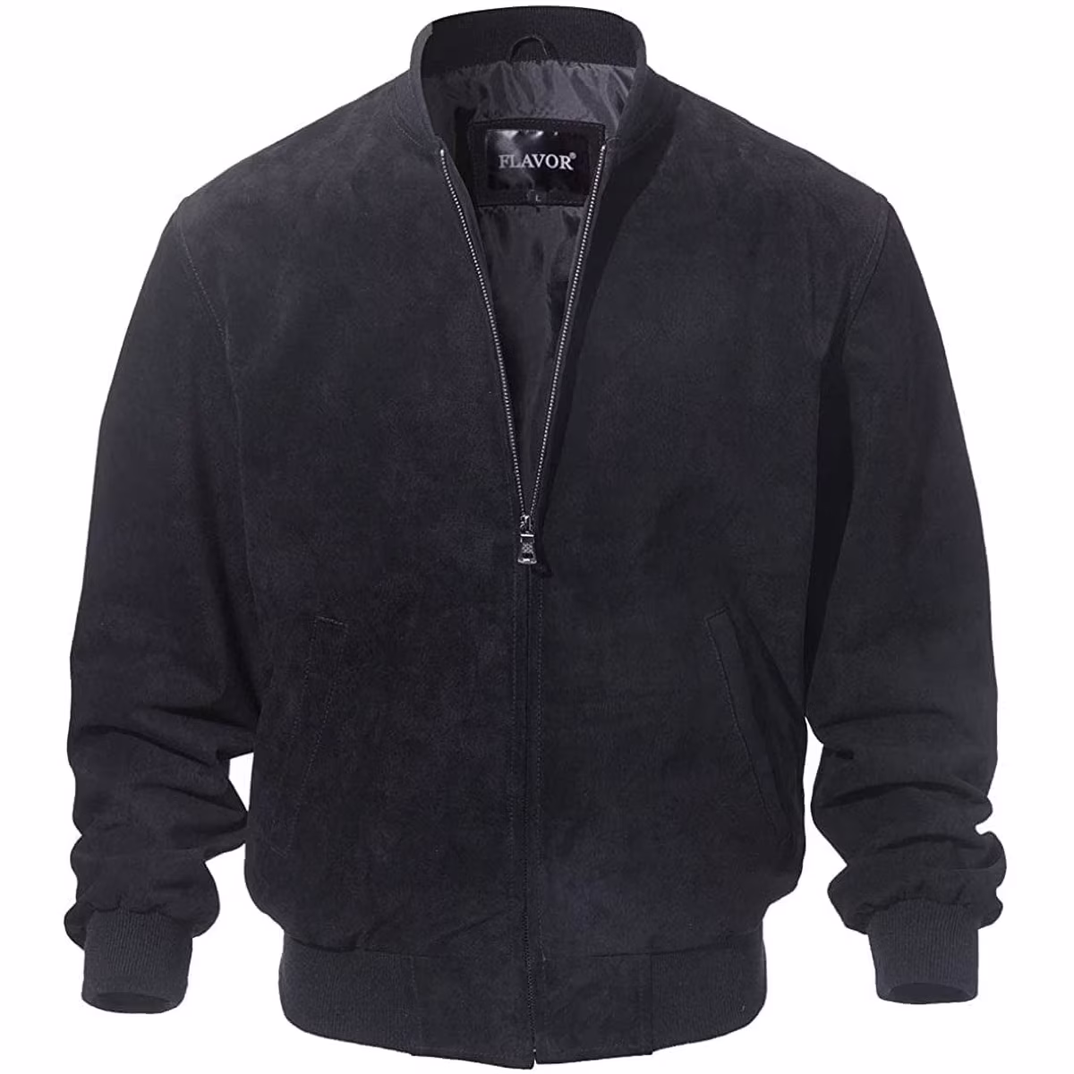 Men's Vintage Suede Baseball Bomber Jacket - Black (XL)