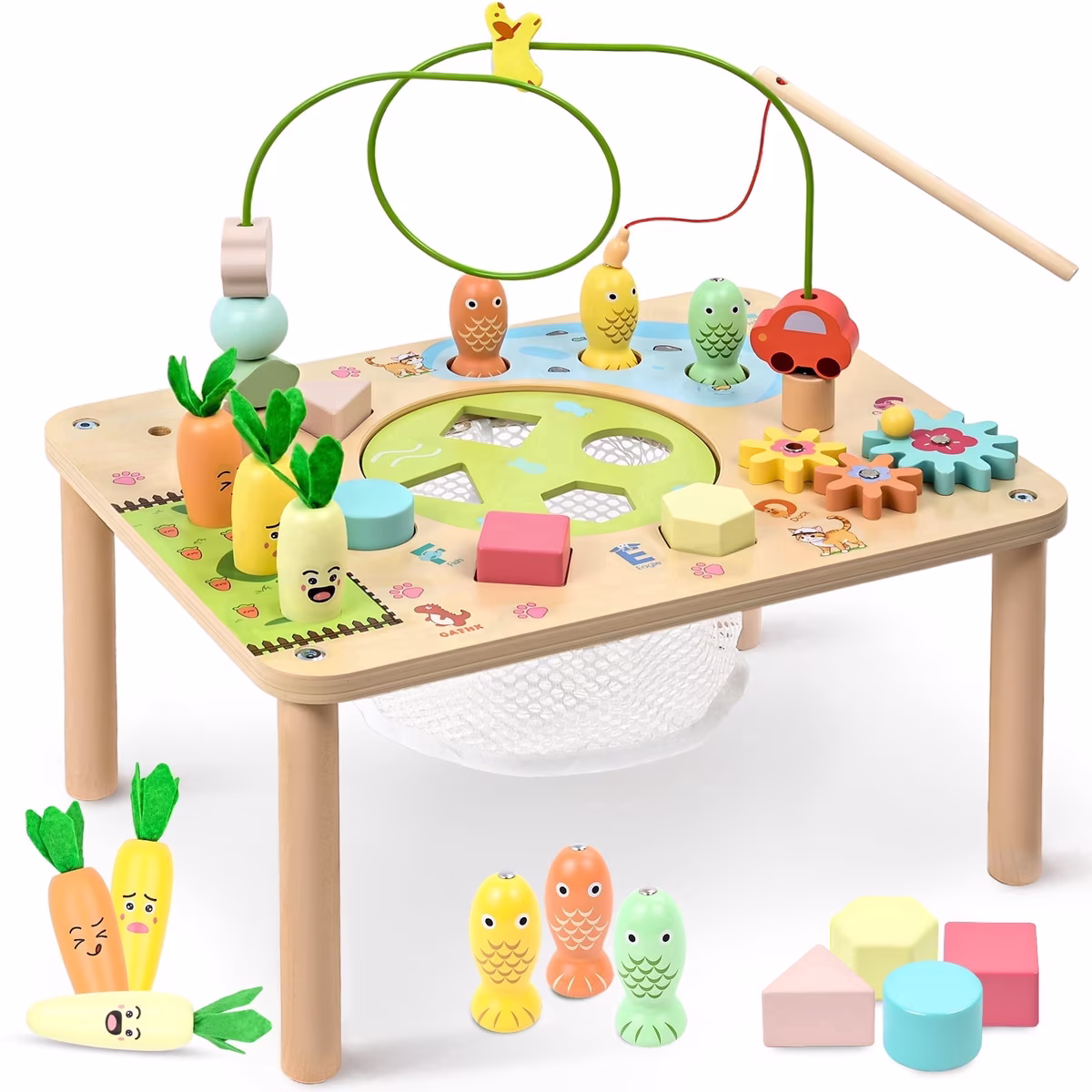OATHX Wooden Montessori Activity Center & Toddler Busy Board
