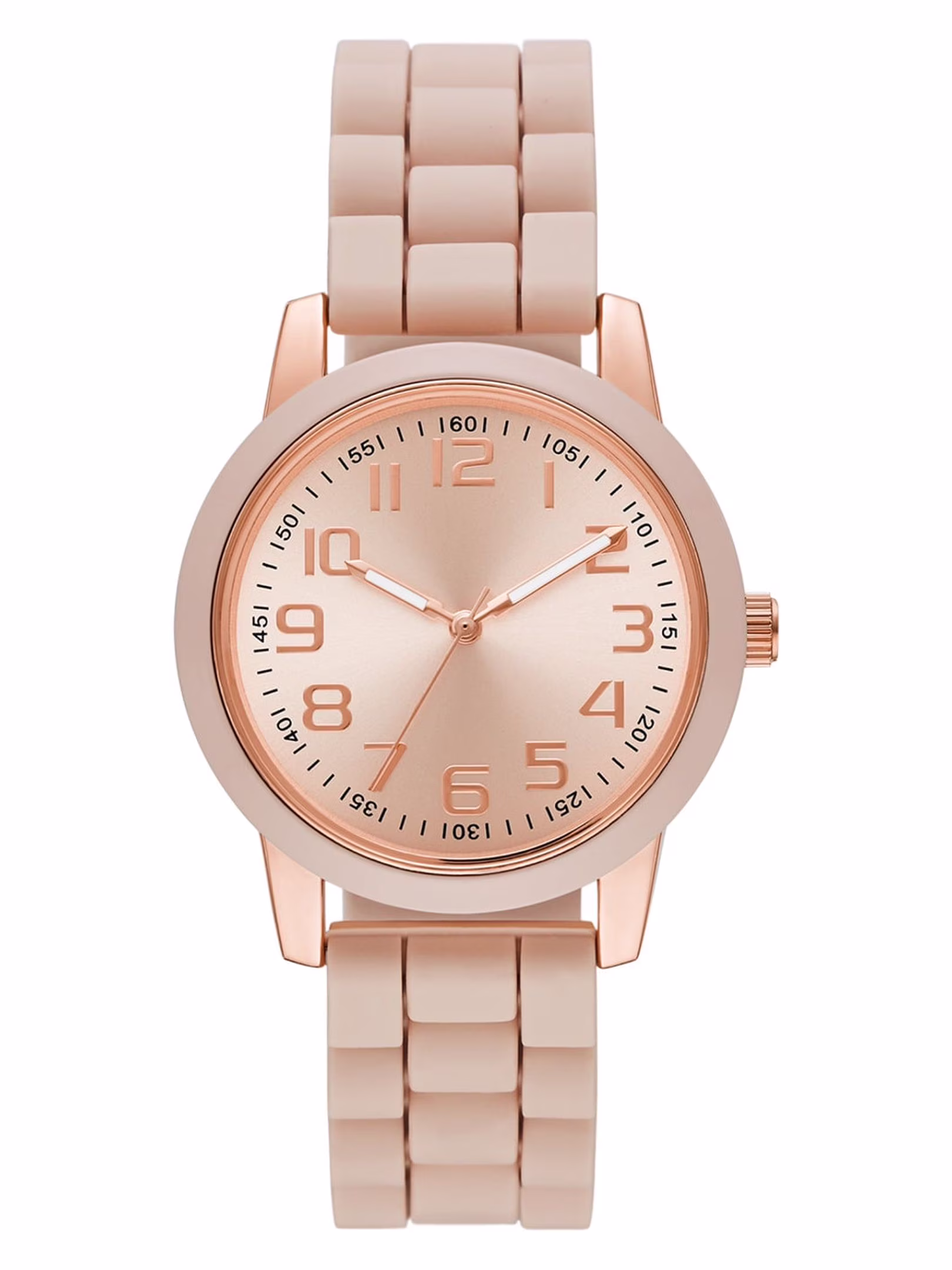 Time & Tru Women's Rose Gold & Blush Easy-Read Silicone Watch