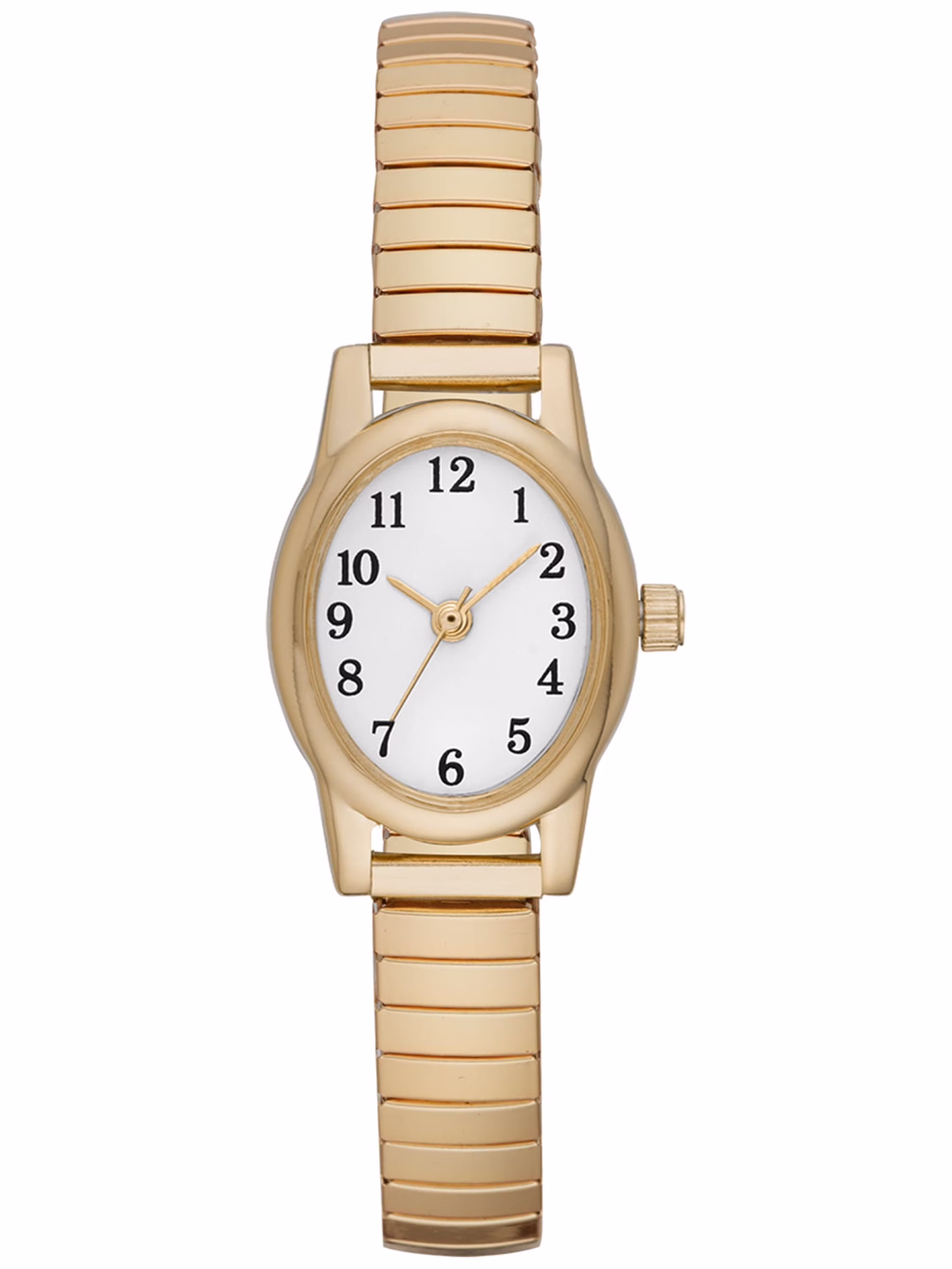 Time & Tru Women's Gold-Tone Oval Expansion Band Watch (FMDOTT008)