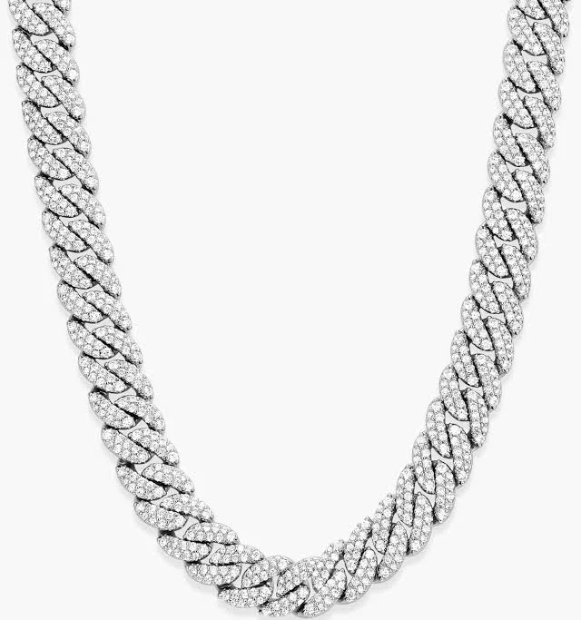 Men's JAXXON Iced Out Cuban Link 10mm Silver Chain