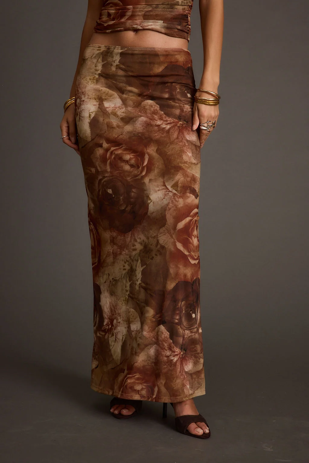 Julia Floral Mesh Maxi Skirt