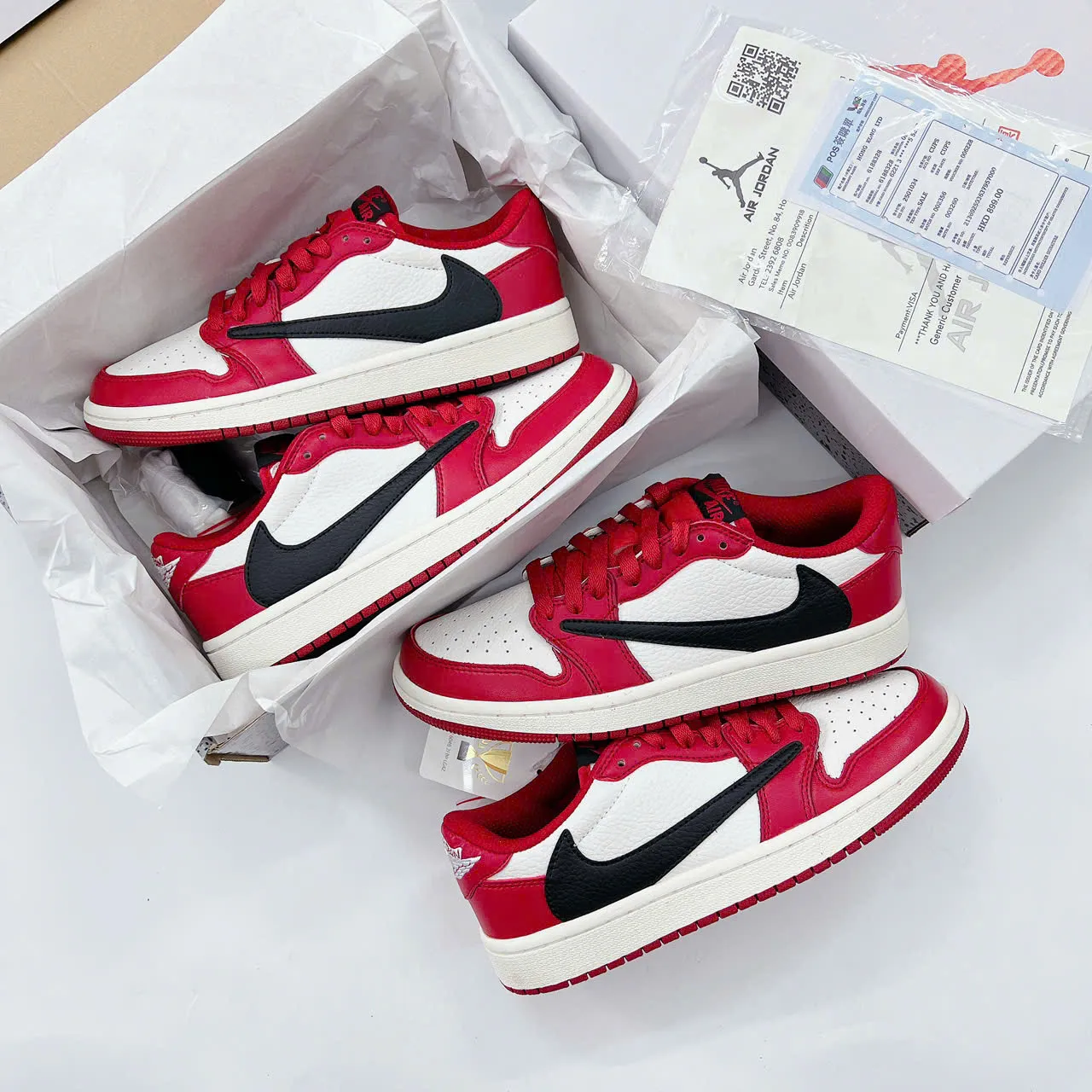 Air Jordan 1 Low Top Sneakers Series X Travis Scott Red DM7688-100