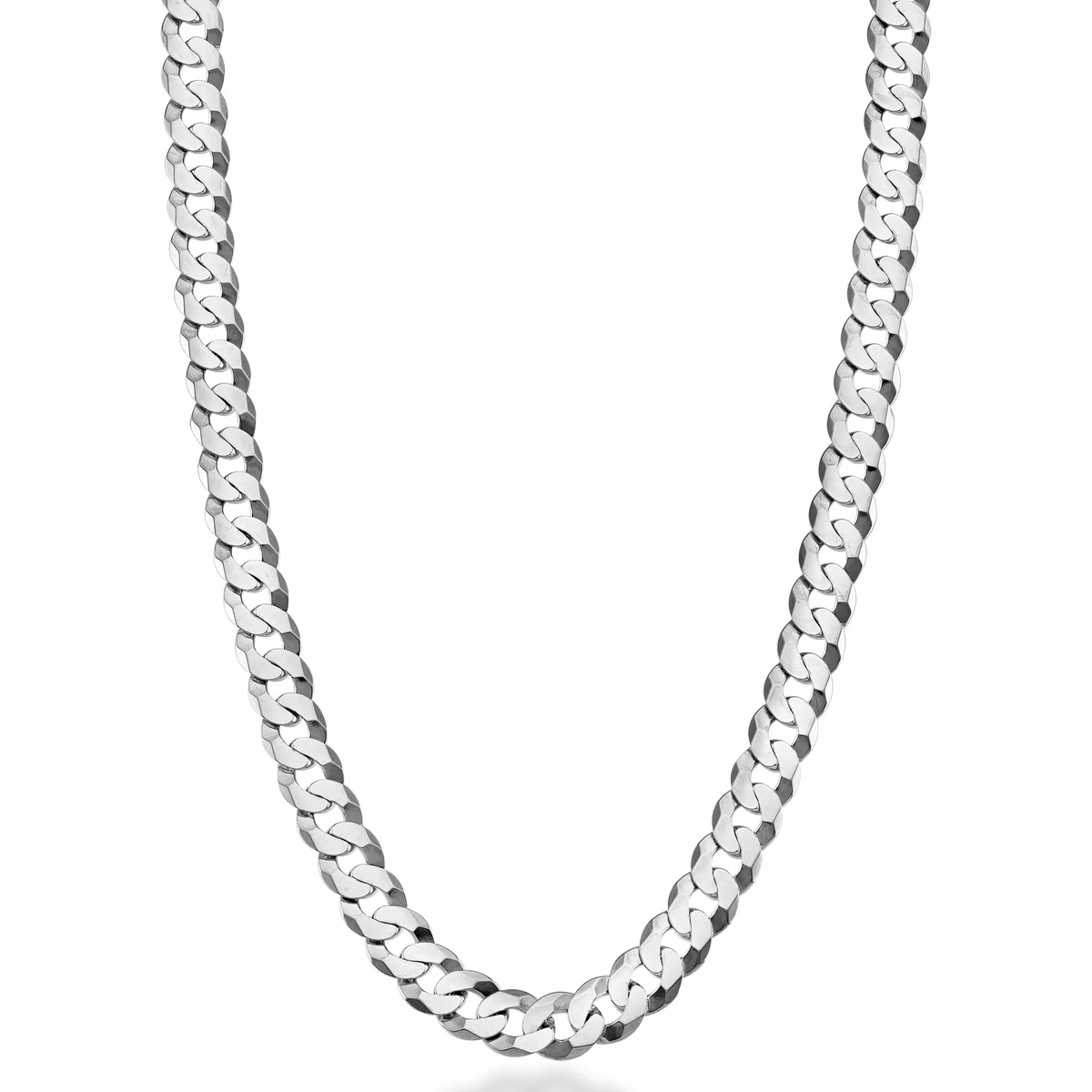 Solid 925 Sterling Silver Italian 7mm Diamond Cut Cuban Link Curb Chain Necklace (22 Inch)