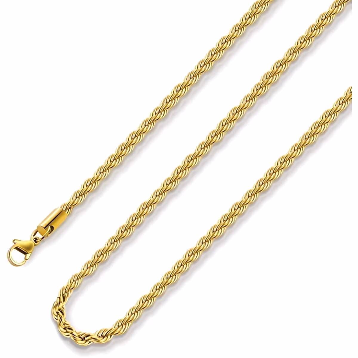 Twist Gold Chain Stainless Steel Rope Necklace (16-26 Inches)