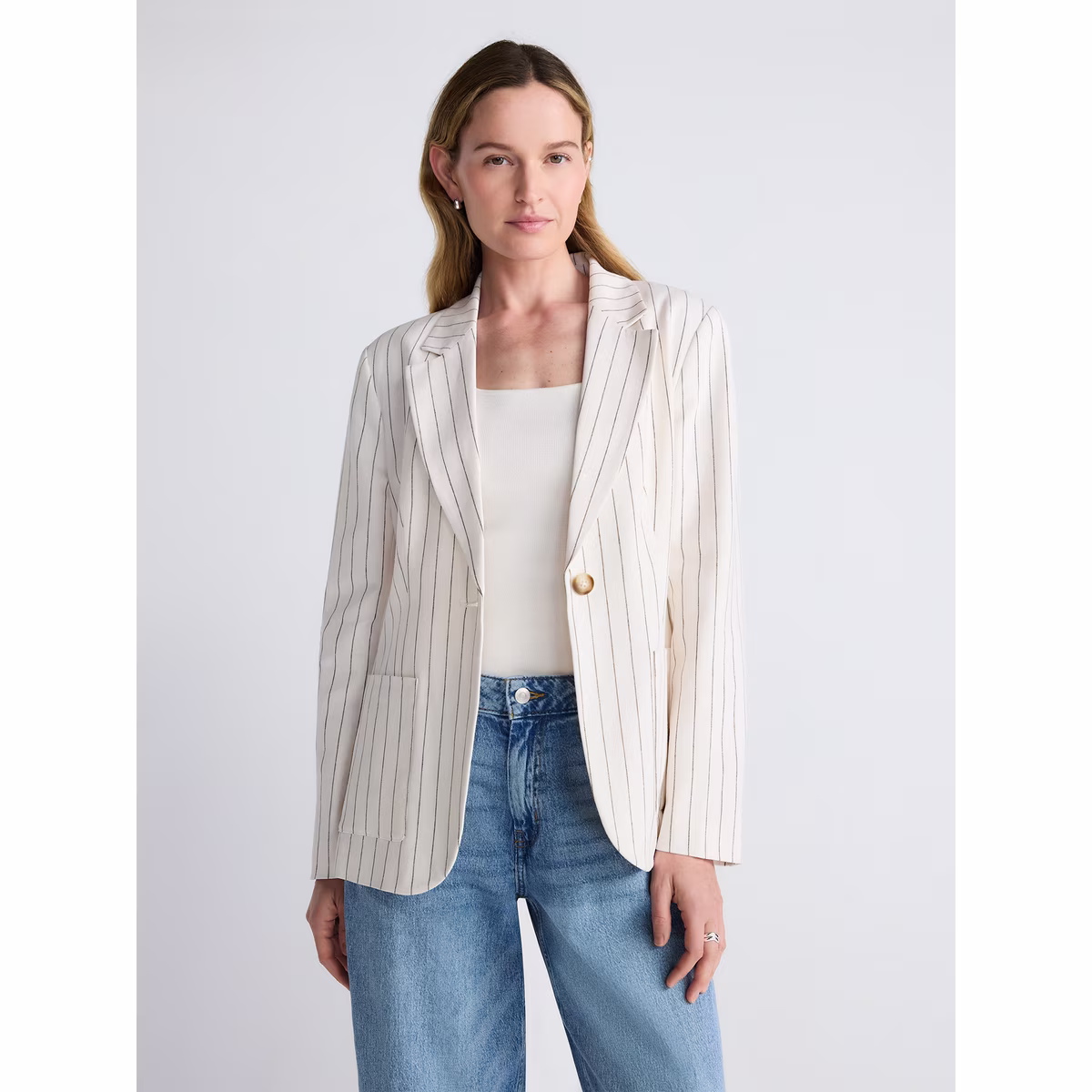 Women's and Women's Plus Linen Blend Blazer, Sizes XS-4X