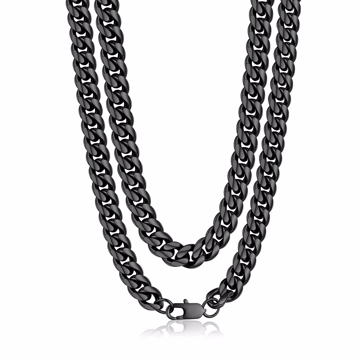 Men's 10mm Black Stainless Steel Miami Cuban Link Chain (20 Inch)