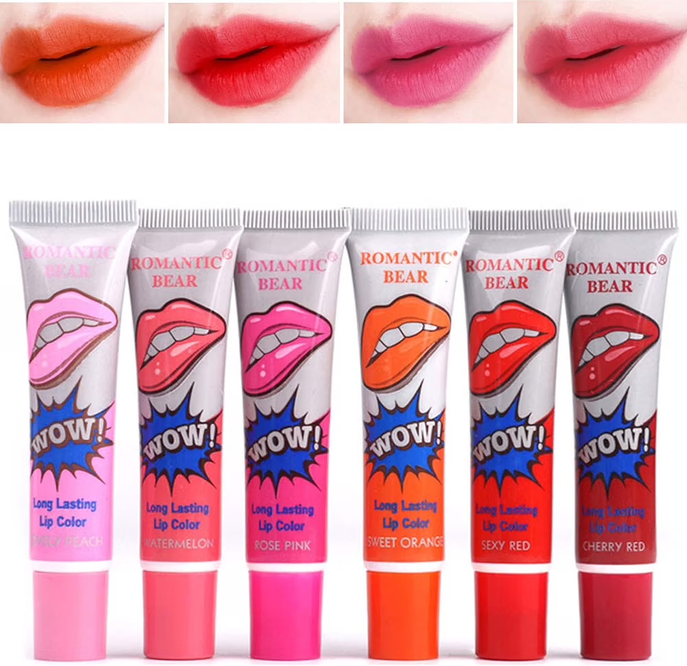 6-Pack Peel-Off Colored Lip Stain Set (6 Shades)