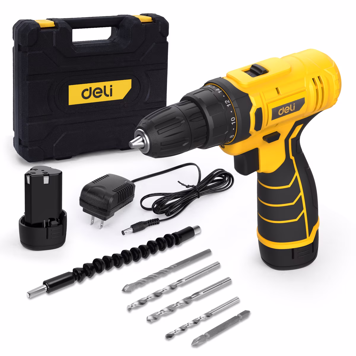 Deli 12V Max Cordless Impact Drill Driver Set with 2.0Ah Battery & Charger