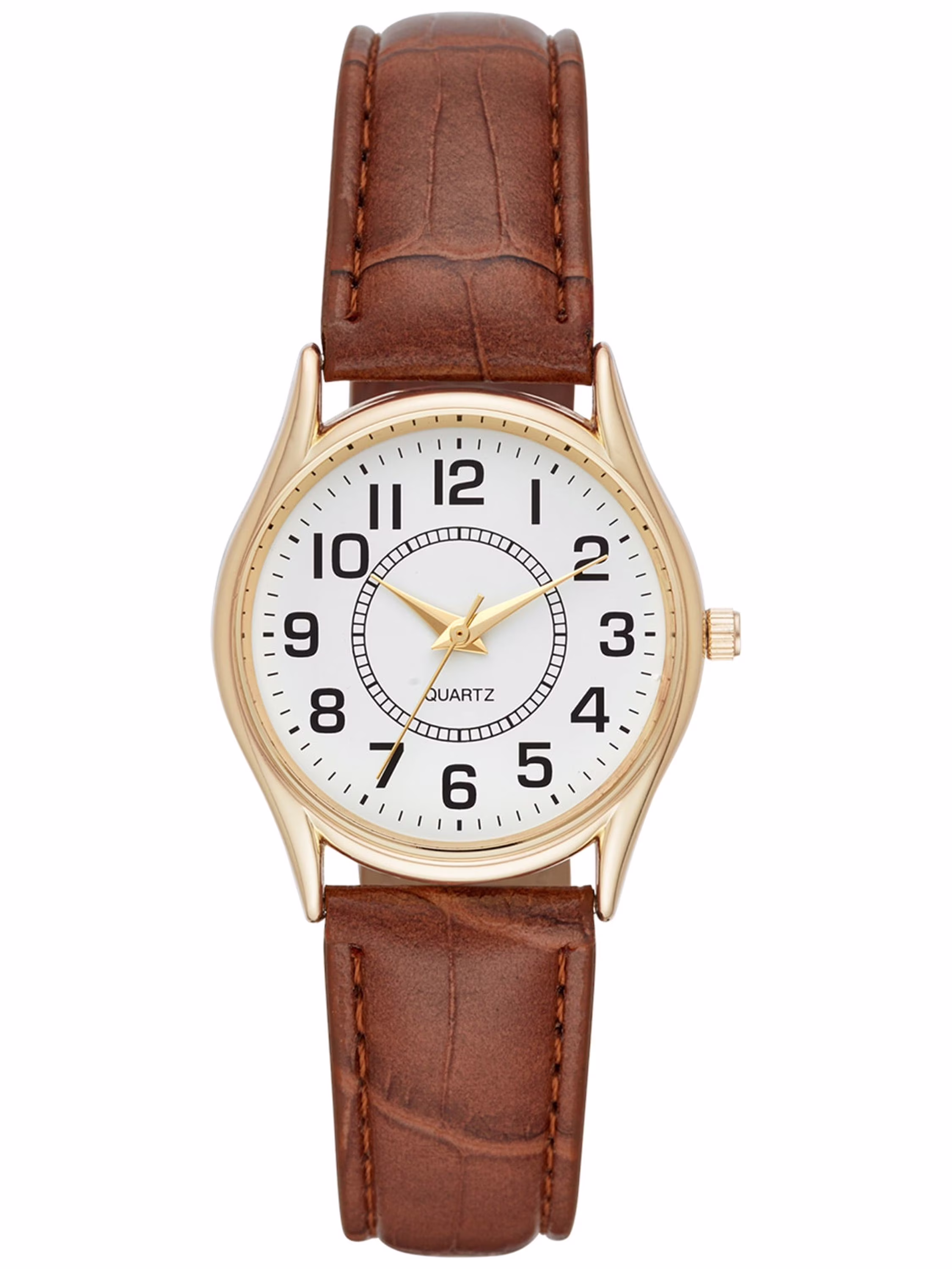 Time & Tru Women's Wristwatch Gold Tone Easy Read Dial FMDOTT001