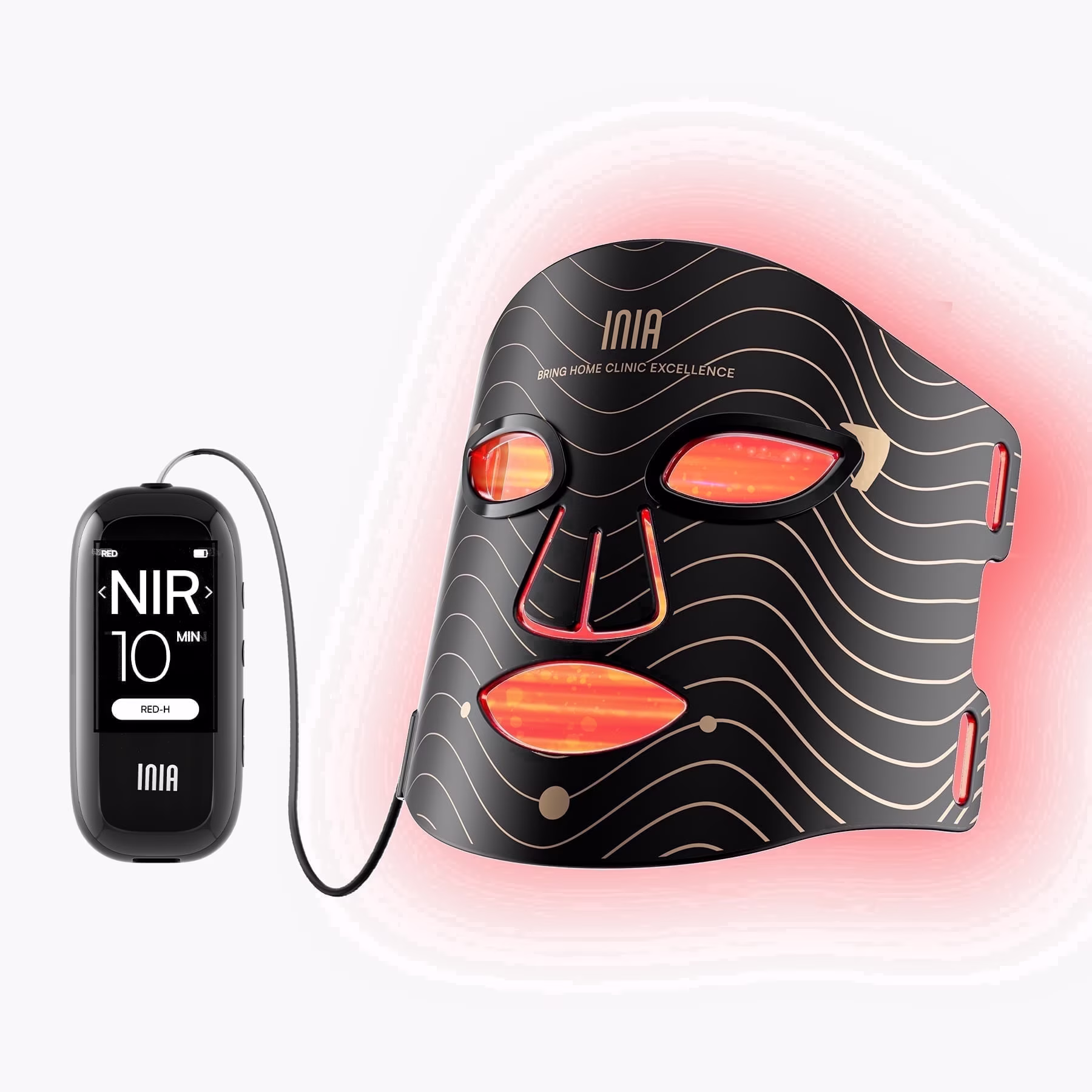 INIA 4-Mode LED Red Light Therapy Facial Mask with 850nm NIR & 2600mAh Battery