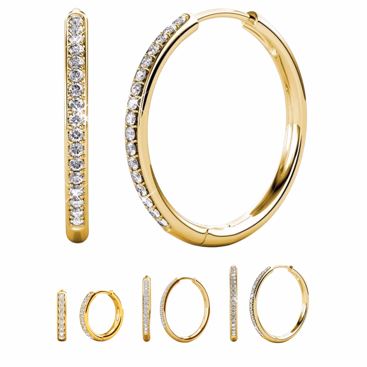 Bianca 18k Yellow Gold Plated 25mm Hoop Earrings with Swarovski Crystals