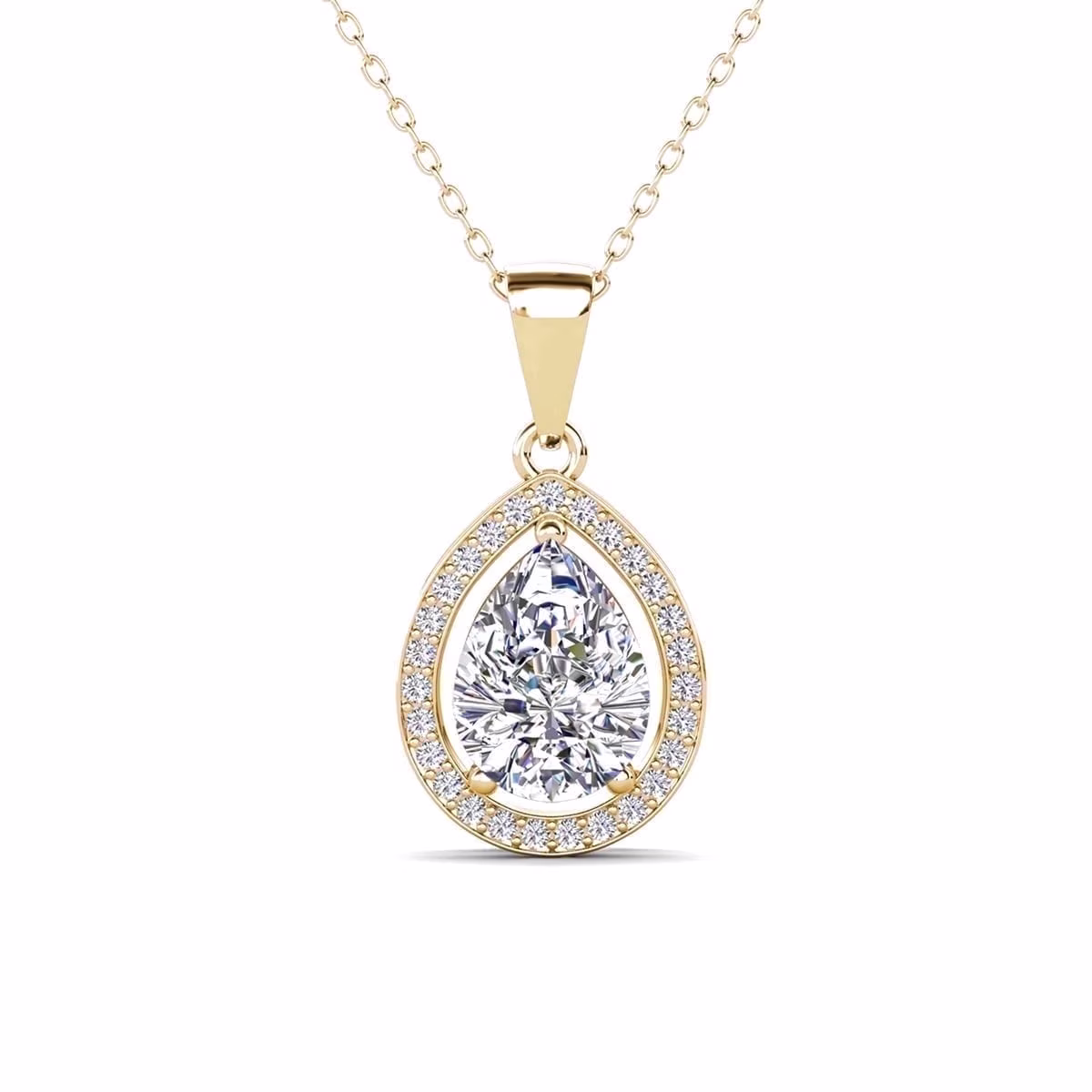 Isabel 18k Yellow Gold Plated Pendant Necklace with Simulated Diamond Crystal for Women