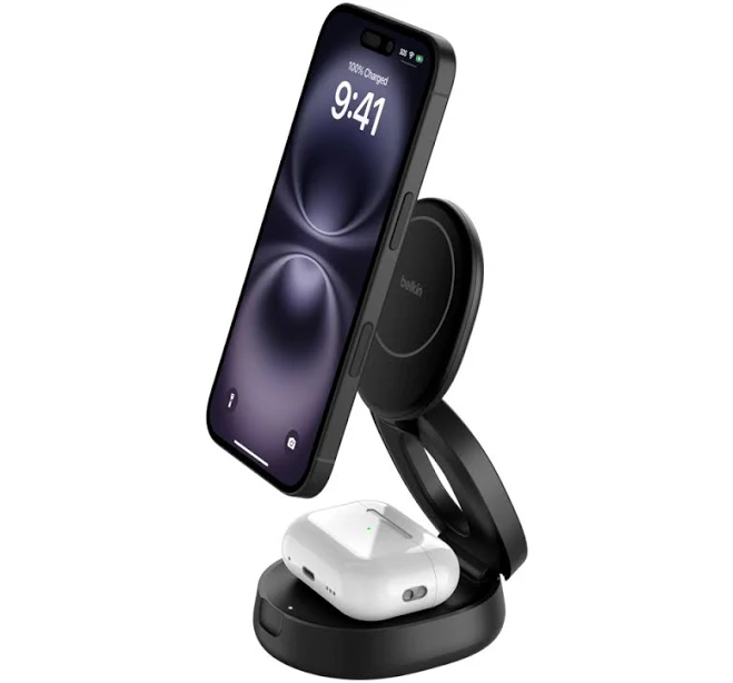 Belkin 2-in-1 Qi2 Wireless Charging Station 15W (MagSafe Compatible)