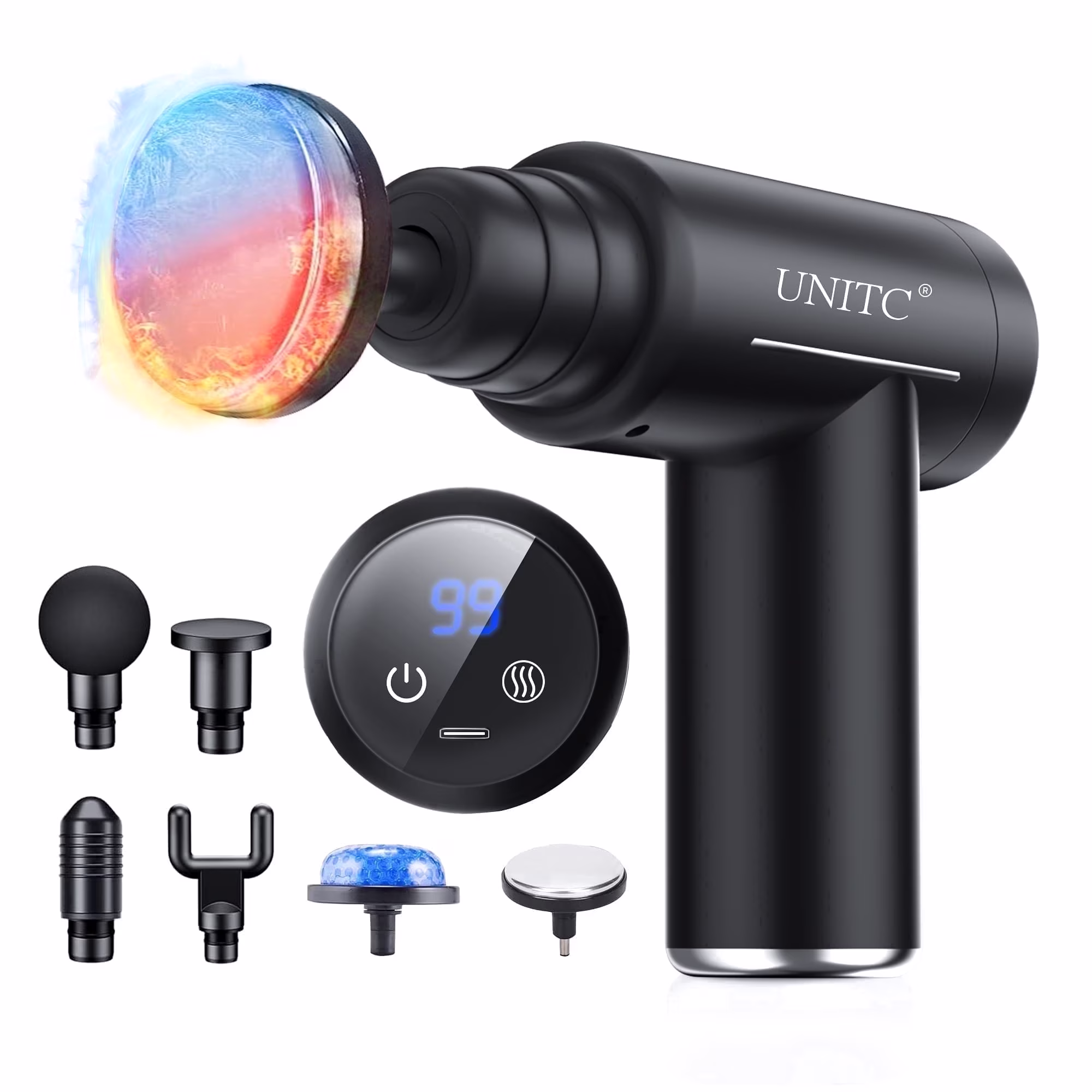 Unitc Mini Massage Gun with Heat and Cold Therapy (6 Heads)