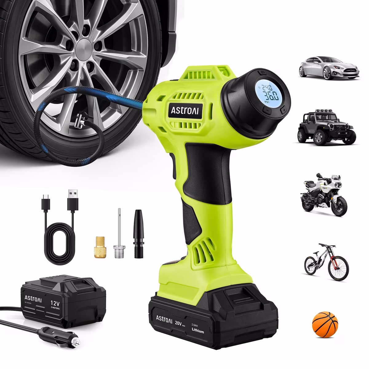 AstroAI Cordless Tire Inflator 160PSI Portable Air Compressor