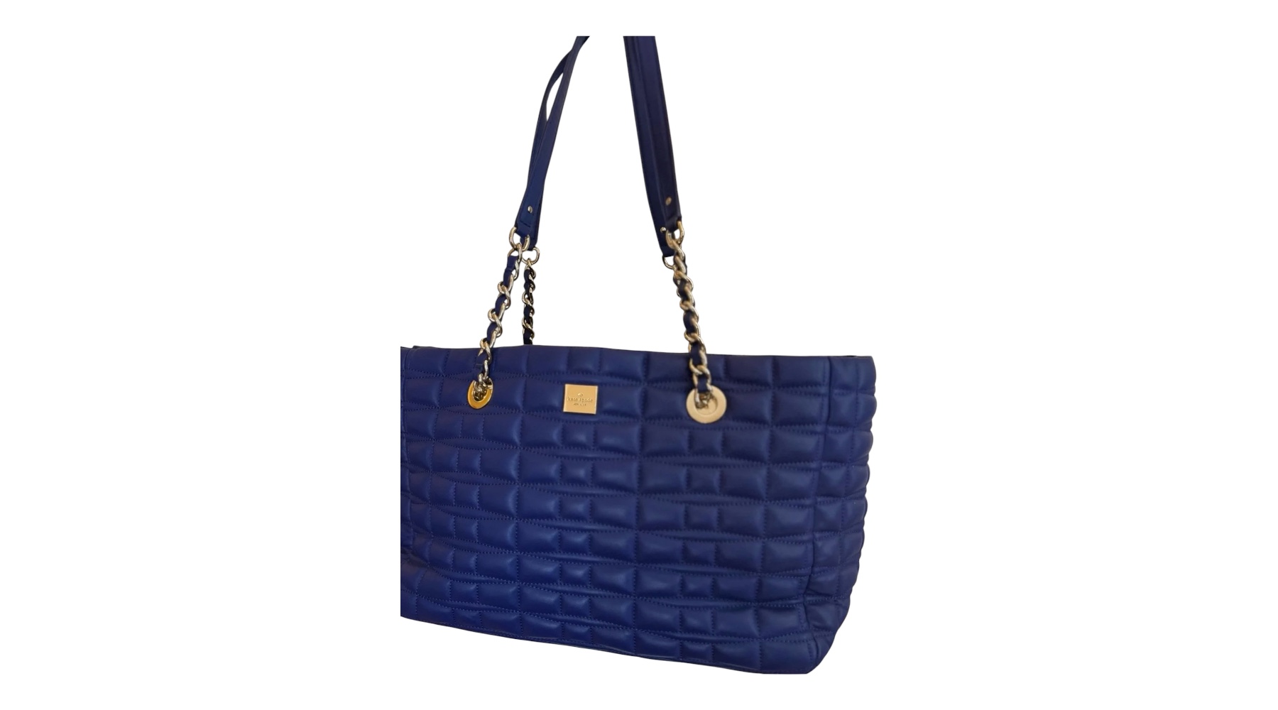 Kate Spade Quilted Blue Bag with Gold Hardware