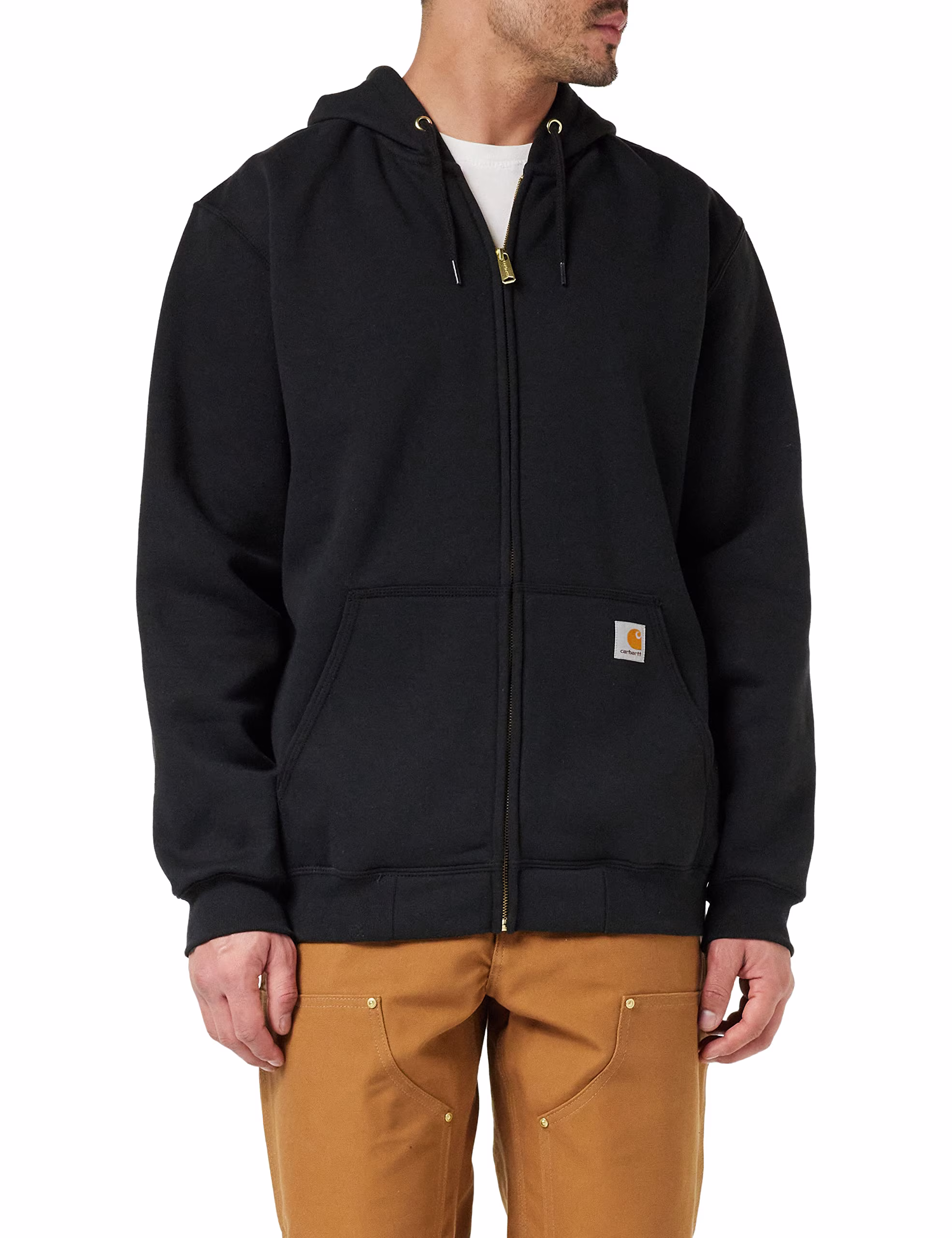 Mens Loose Fit Midweight Full-Zip Sweatshirt Hoodie - Black, Large