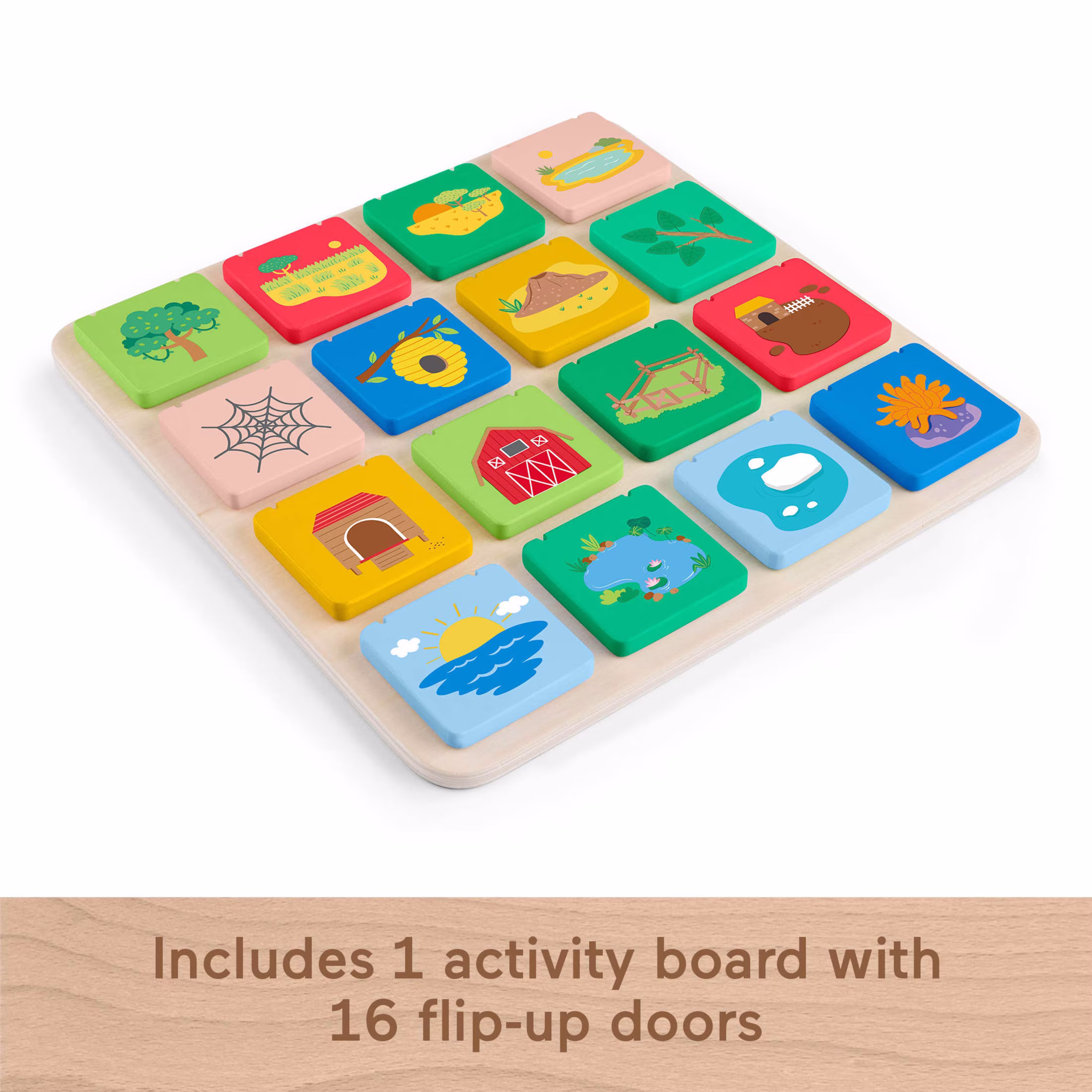 Fisher-Price Wooden Flip & Reveal Busy Activity Board for Toddlers