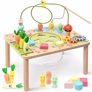 OATHX Wooden Activity Center and Sensory Busy Board for Toddlers