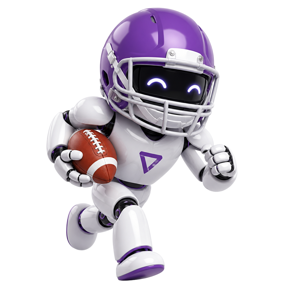 Spy the Ninth Corner mascot running with a football